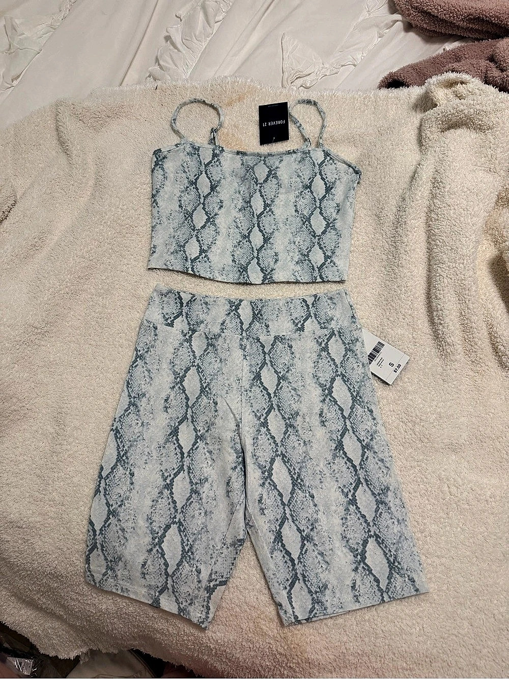 Forever 21Snake Print Crop Top & Shorts